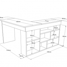 Pracovný stôl Callum, 129 cm, biela / borovica - 8