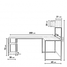 Pracovný stôl Cans?n, 200 cm, orech - 8