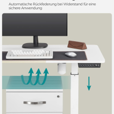 Pracovný stôl elektrický Grizzly, 140 cm, biela - 6