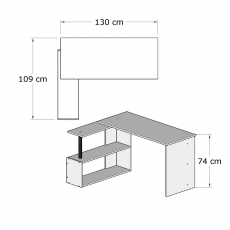 Pracovný stôl Gelincik, 130 cm, biela - 5