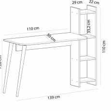 Pracovný stôl Glaxy, 110 cm, biela / dub - 5