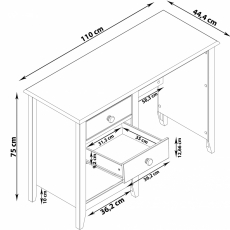 Pracovný stôl Hellen, 110 cm, prírodné drevo - 5