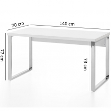 Pracovný stôl Iris I., 140 cm, biela/chróm - 3