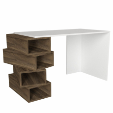 Pracovný stôl Jenga, 130 cm, orech / biela - 1