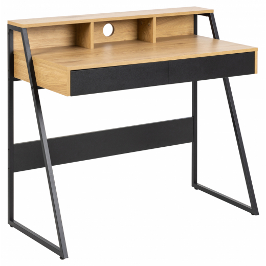 Pracovný stôl Reece, 100 cm, dub / čierna - 1