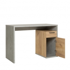Pracovný stôl s dverami a zásuvkou Domo, 105 cm, betón/dub - 4