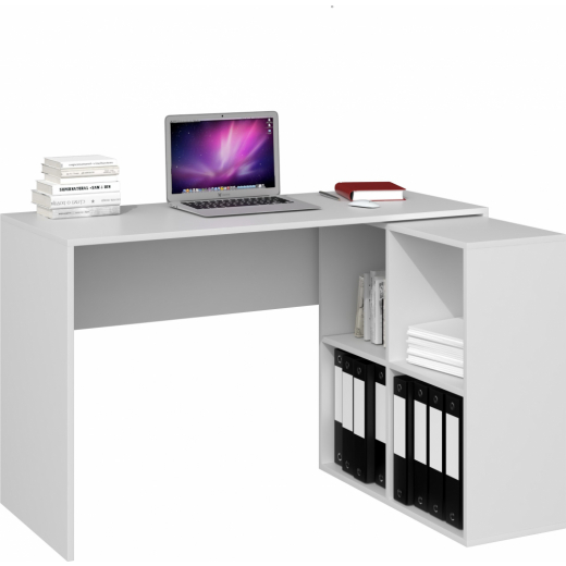 Pracovný stôl s knižnicou Plus I, 120 cm, biela - 1