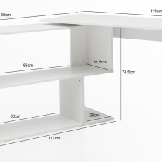 Pracovný stôl s regálom Arija, 119 cm, biela - 4