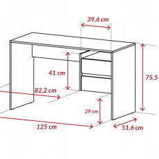 Pracovný stôl Taco 3, 125 cm, biela - 4