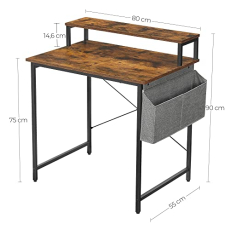 Pracovný stôl Troy, 80 cm, hnedá - 6