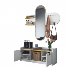 Predsieňová stena Egon, 122 cm, dub / biela - 1