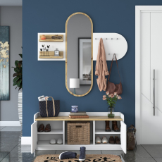 Predsieňová stena Egon, 122 cm, dub / biela - 8