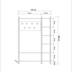 Predsieňová stena Meter, 180 cm, borovica - 6