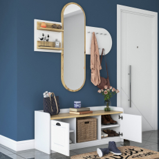 Předsíňová stěna Egon, 122 cm, dub / bílá - 12