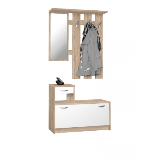 Předsíňová stěna Jill, 180 cm, bílá / dub - 1