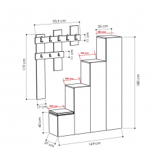 Předsíňová stěna Up, 180 cm, dub - 4