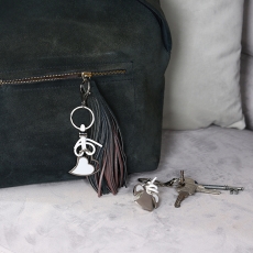 Přívěšek na klíče Engel, 9,5 cm, stříbrná / bílá - 5