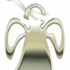 Prívesok na kľúče Engel, 9,5 cm, strieborná/biela - 3