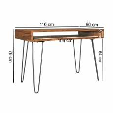 Psací stůl Bagli, 110 cm, masiv Sheesham - 3