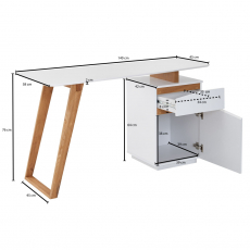 Psací stůl Golen, 140 cm, bílá - 4