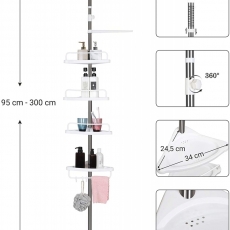 Regál Domi, 300 cm, biela/strieborná - 5