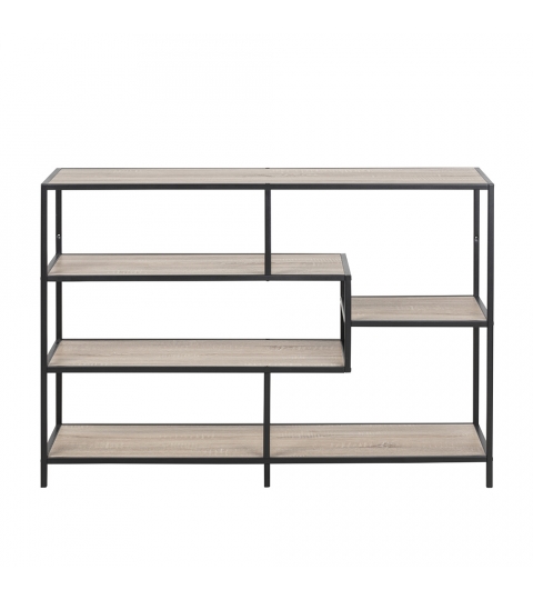 Regál / knižnica s 3 policami Seashell, 114 cm, Sonoma dub