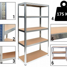 Regál Magazin I, 180 cm, stříbrná - 8