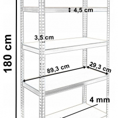 Regál Magazin I, 180 cm, stříbrná - 9