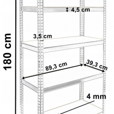 Regál Magazin II, 180 cm, stříbrná - 7