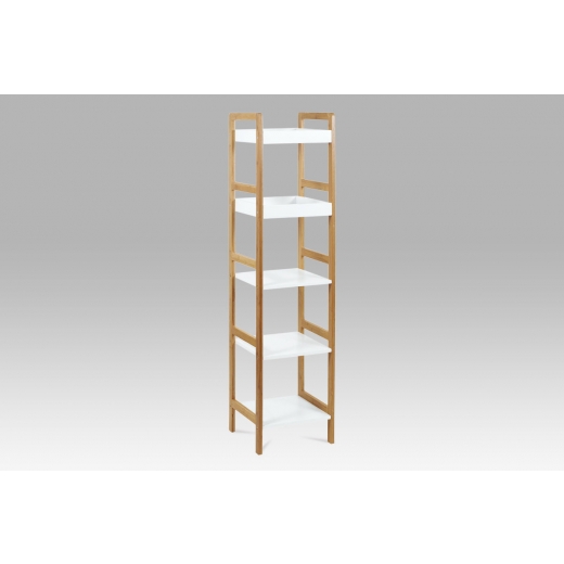 Regál s 5 policemi Artur, 128 cm, bambus/bílá - 1