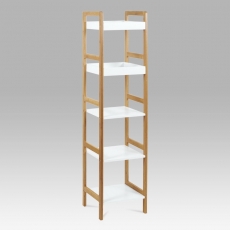 Regál s 5 policemi Artur, 128 cm, bambus/bílá - 1