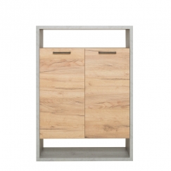 Regál s dverami Domo, 108 cm, betón/dub