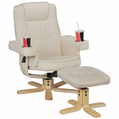 Relaxačné kreslo Comfort DUO s podnožkou, syntetická koža, béžová