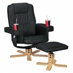 Relaxačné kreslo Comfort DUO s podnožkou, syntetická koža, čierna