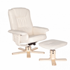 Relaxačné kreslo Comfort TV s podnožkou, syntetická koža, béžová - 1