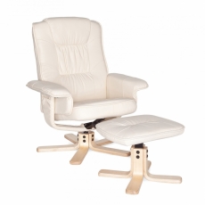 Relaxačné kreslo Comfort TV s podnožkou, syntetická koža, béžová - 2