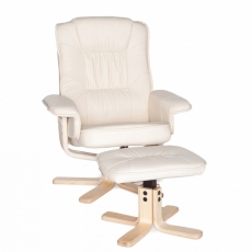 Relaxačné kreslo Comfort TV s podnožkou, syntetická koža, béžová - 3