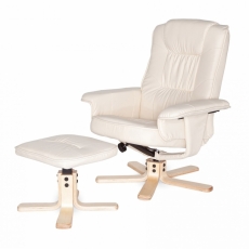 Relaxačné kreslo Comfort TV s podnožkou, syntetická koža, béžová - 7
