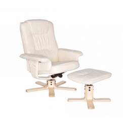 Relaxačné kreslo Comfort TV s podnožkou, syntetická koža, béžová