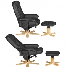 Relaxačné kreslo Comfort TV s podnožkou, syntetická koža, čierna - 2