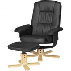 Relaxačné kreslo Comfort TV s podnožkou, syntetická koža, čierna - 7