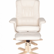Relaxační křeslo Comfort TV s podnožkou, syntetická kůže, béžová - 4