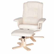 Relaxační křeslo Comfort TV s podnožkou, syntetická kůže, béžová - 5
