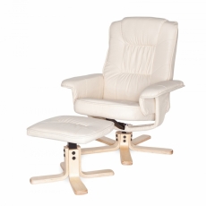 Relaxační křeslo Comfort TV s podnožkou, syntetická kůže, béžová - 6