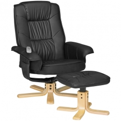 Relaxační křeslo Comfort TV s podnožkou, syntetická kůže, černá