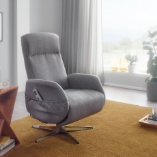 Relaxační křeslo s masážní funkcí Apix, textil, světle šedá - 1