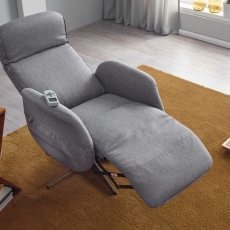 Relaxační křeslo s masážní funkcí Apix, textil, světle šedá - 2