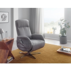 Relaxační křeslo s masážní funkcí Apix, textil, světle šedá