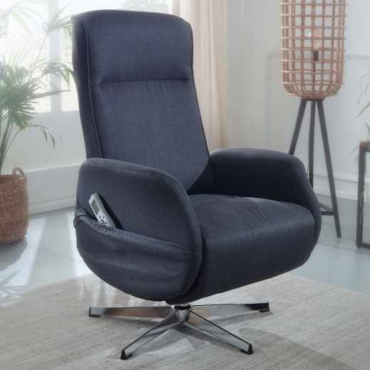 Relaxační křeslo s masážní funkcí Apix, textil, tmavě šedá - 1