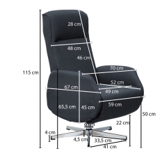 Relaxační křeslo s masážní funkcí Apix, textil, tmavě šedá - 3